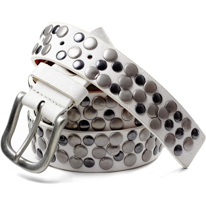 Жіночий вінтажний ремінь Caspar GU224 з пряжками, світло-рожевий металік