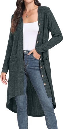Жакет GRECEREE для жінок з ґудзиками та V-подібним вирізом, легкий кардиган (XXL, темно-зелений)