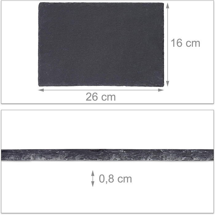 Relaxdays 24 x Slate Plates, 26 x 16 cm, for Serving & Labeling, Buffet, Serving Slate Rectangular, Anthracite