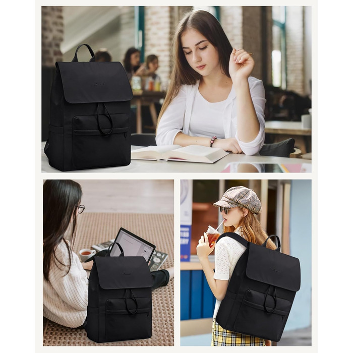 LOVEVOOK Рюкзак для жінок, 17.3 дюйми, рюкзак для школи, водонепроникний, для підлітків, легкий, з відділенням для ноутбука, для університету, школи, подорожей, роботи, чорний