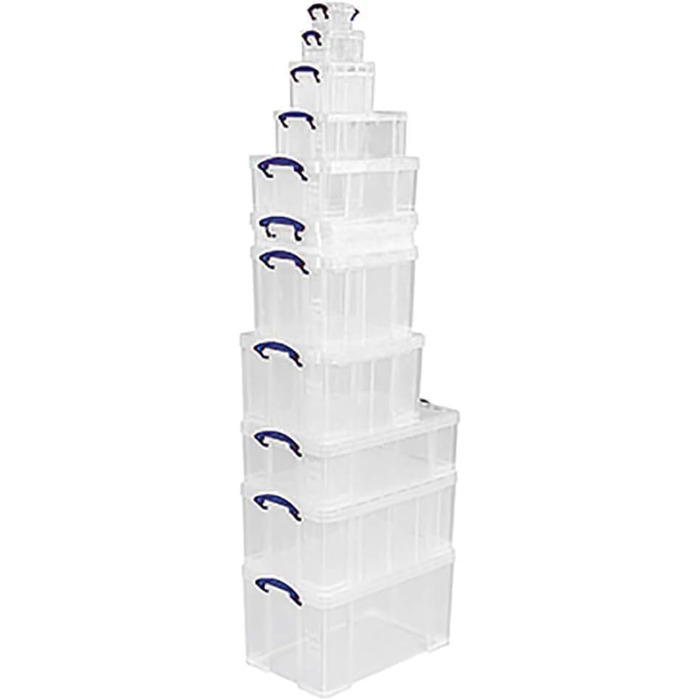 Really Useful Box 2-Pack, 64 Liter, for Organizing and Storing, 710 x 440 x 310 mm, transparent (Single (1 Pack))