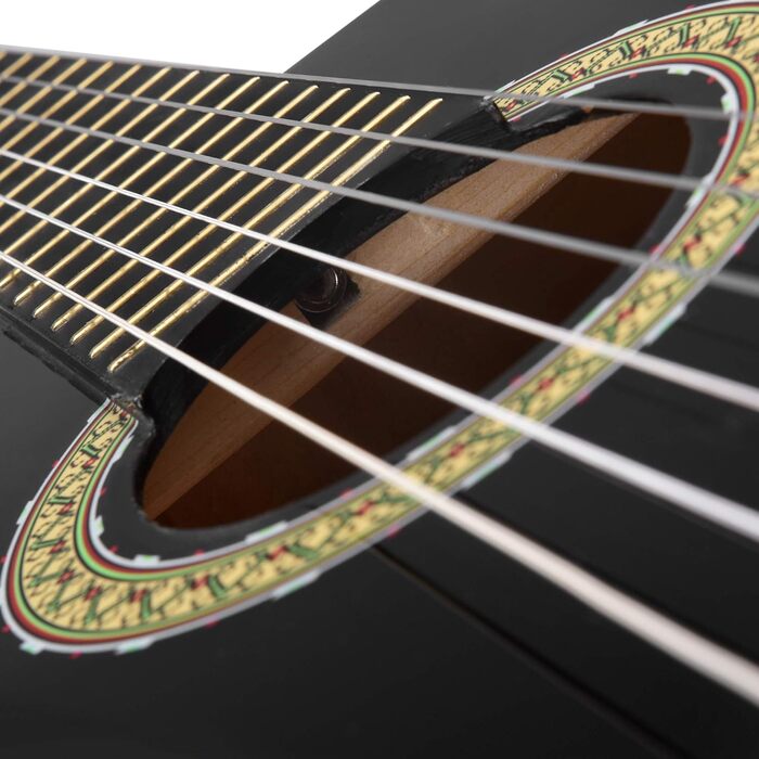 Класична гітара Winzz 4/4 для дорослих та дітей (від 11 років), набір для початківців - Чорний глянцевий (39 дюймів)