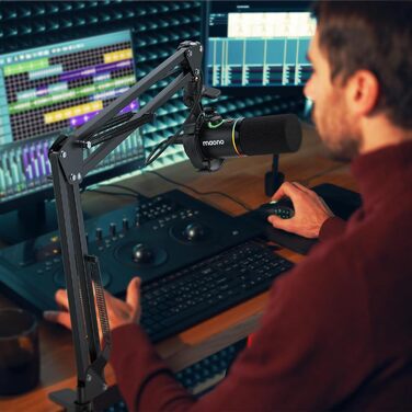 Тримач для мікрофона Maono BA20, регульований, для подкастів, геймінгу, стрімінгу та запису звуку, з кріпленням до столу та адаптером 3/8' - 5/8'