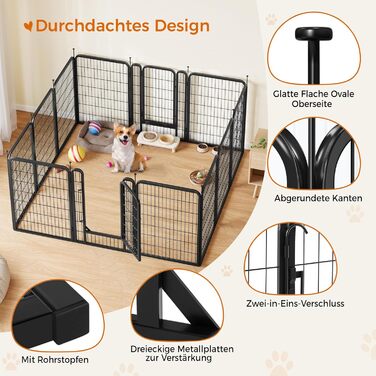 Переносний вольєр для собак Yaheetech 100 см, 16 частин, з 2 дверцятами, для дому та саду, без інструментів