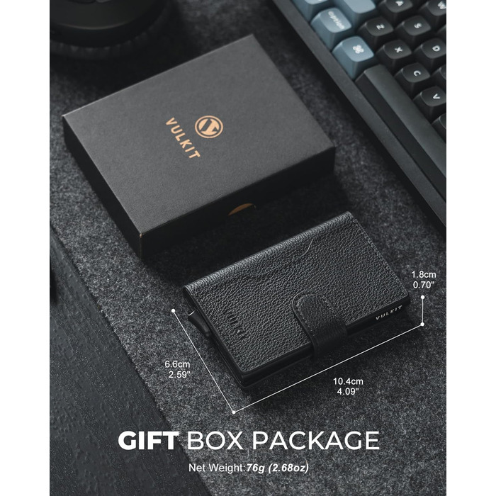 Чоловіче картхолдер VULKIT з RFID захистом, шкіряний, на 3 картки та віконце для ID, з магнітною застібкою, червоний (шкіра Litchi)