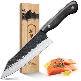 Ніж Santoku Purple Dragon Professional 10 см - сталевий ніж для м'яса та овочів з ергономічною ручкою