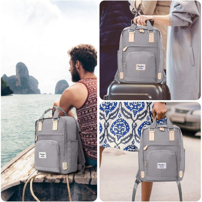 Шкільний рюкзак YAMTION для дівчат-підлітків, 15.6 дюймів, з відділенням для ноутбука та USB-портом, для школи, університету, подорожей, роботи, офісу, бежевий