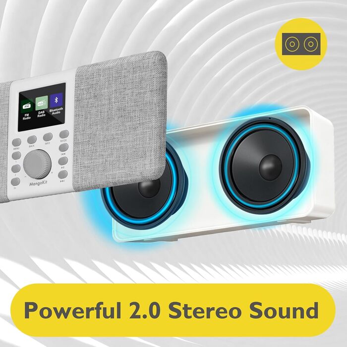 Радіоприймач MD5 Stereo DAB+ з Bluetooth, сірий - цифрове радіо DAB, FM, годинник, будильник