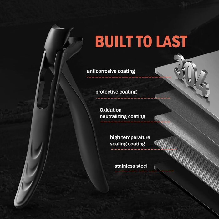 Кусачки для нігтів BEZOX ергономічні з похилим лезом для товстих нігтів (чорні). Кусачки для нігтів для літніх людей, чоловіків та жінок з металевим пилком.