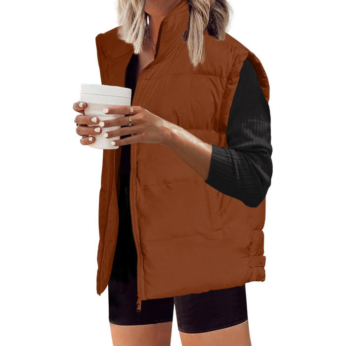 SENSERISE Пухнаста жилетка для собак, великого розміру, стегана, з блискавкою, для верхнього одягу, з кишенями, XL, Dusty Orange