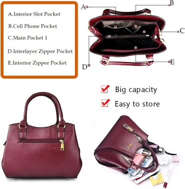 Жіноча шкіряна сумка BestoU велика, червона крос-боді та сумка на плече