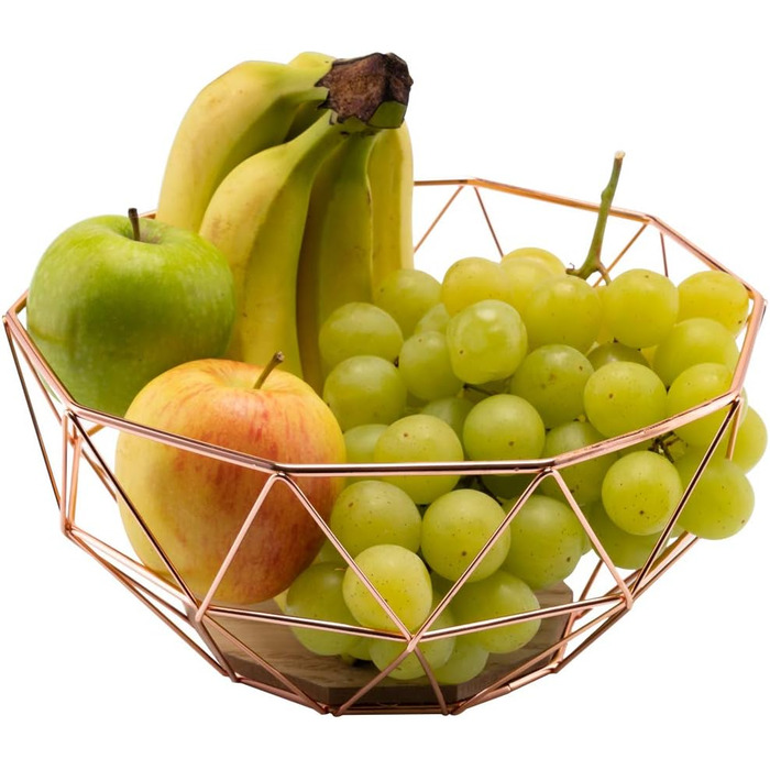 Металева фруктова ваза Chefarone - декоративний вінтажний кошик для фруктів (26x26x12 см, коричневий)