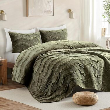 Шовкова стельова ковдра SHALALA King Size, смугаста постільна ковдра, легка шовкова ковдра, розкішна ковдра з велюру та покривало, м'яка, з мікрофібри, для всіх сезонів (світло-тауп) King(270x240 см), Full/Queen(240x240 см), оливковий