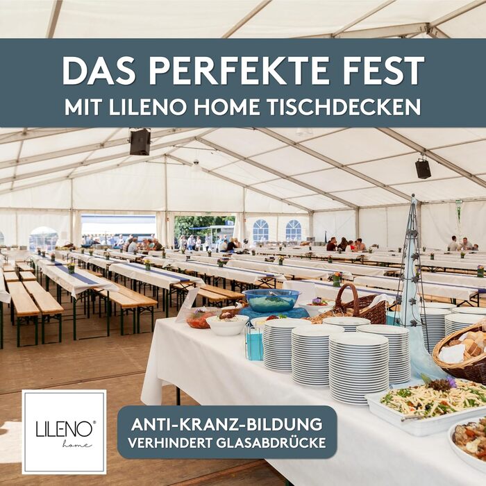 LILENO HOME Tablecloth Roll 1.10 x 25 m - White Nonwoven Tablecloth - Fabric-like, washable tablecloth as a roll, fabric roll tablecloth - Disposable paper tablecloth roll alternative