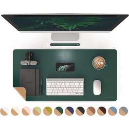 Килимок для миші RENMTURE з натурального корку та PU-шкіри, 80 x 40 см, темно-зелений, для офісу та дому