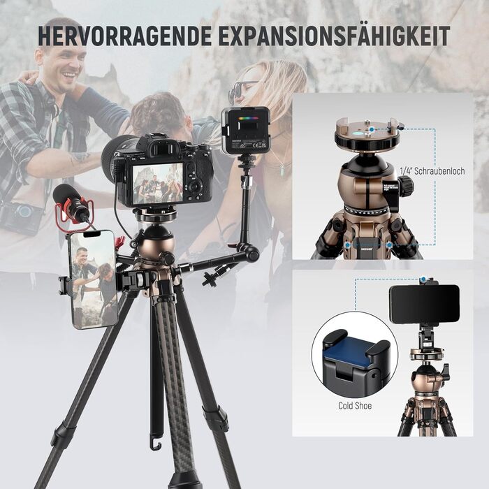 NEEWER LITETRIP LT35 - карбоновий штатив 155см з кульковою головкою та QR-платівкою