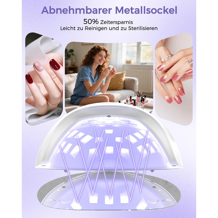 LED UV лампа для нігтів NAILGIRLS 150W з таймером, автосенсором та LCD дисплеєм. Підходить для гель-лаку, пальців та нігтів. Знімний магнітний майданчик.