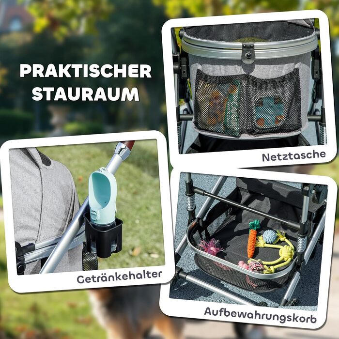 PawHut Будка-переноска для собак і котів 3-в-1, сірого кольору, до 10 кг, з килимком, сіткою та кошиком для зберігання