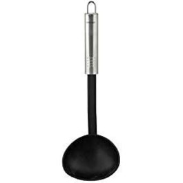 Fackelmann Овальний ручка, ніж для подрібнення часнику з нержавіючої сталі, ергономічна ручка (сріблястий), 1 шт. (з ложкою для супу з PP)