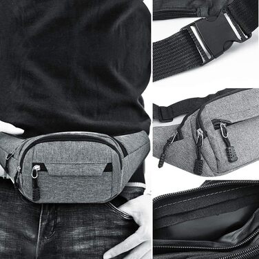 Водонепроникна поясна сумка - поясний ремінь для жінок та чоловіків, підходить для походів, кемпінгу, їзди на велосипеді та подорожей (Сірий Big)