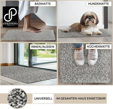 Килимок для підлоги Domoprina з мікрофібри, миючий, неслизький, надзвичайно поглинаючий та плоский – антибактеріальний, для внутрішнього та зовнішнього використання (60x40 см) (Сірий, 60x40 см)