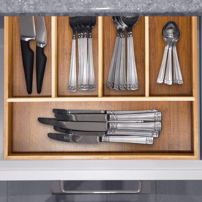 Relaxdays Cutlery Box Bamboo Natural
