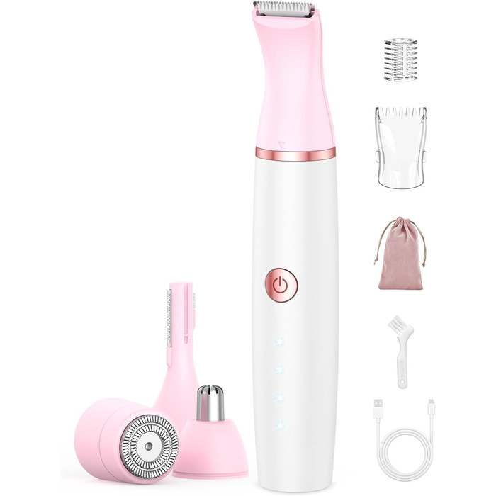 Електричний тример для жінок 4-в-1: для обличчя, тіла, ніг, носа. Тример для бікіні, USB-C