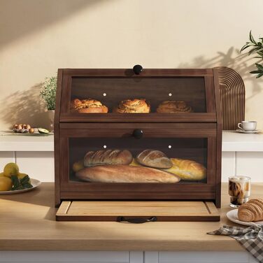 YOUDENOVA Бак для хліба з бамбука Eco, з дощечкою для нарізання, 39x26x32,5 см, коричневий