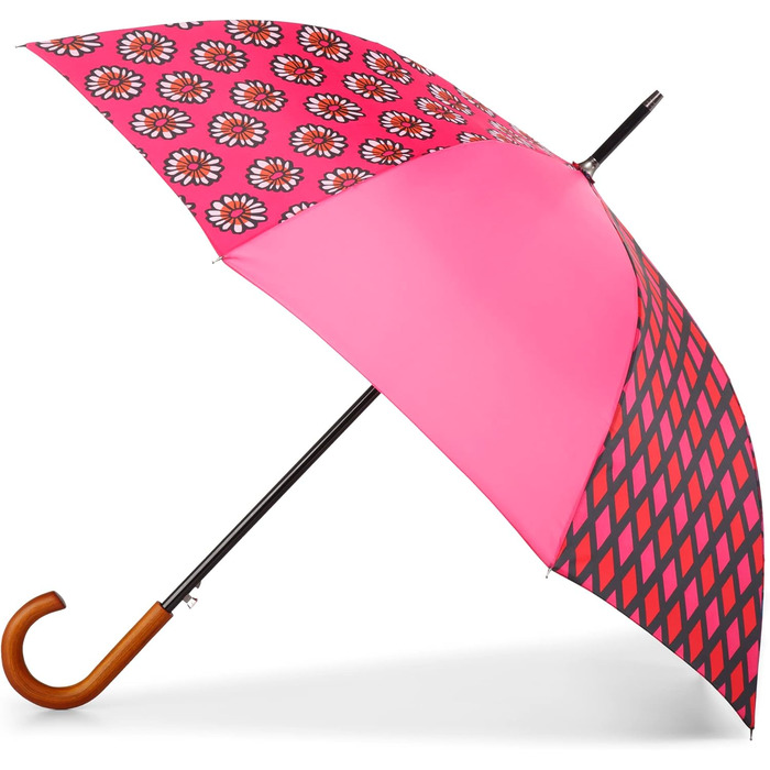 Еко-парасолька Totes з дерев'яною ручкою, чорно-сіро-помаранчевий смугастий дизайн, універсальний розмір (з перероблених матеріалів)