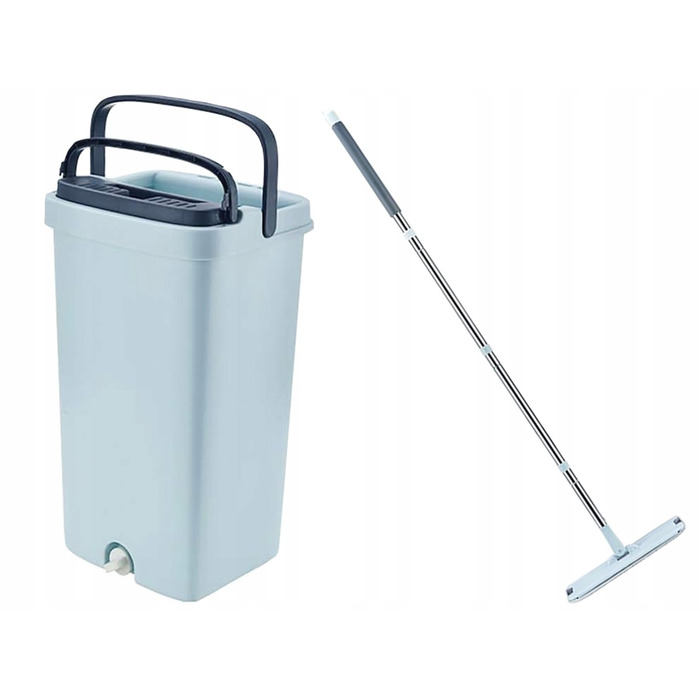 Плоский швабра з віджимачем та двокамерним відром для миття підлоги, 3 смінні насадки