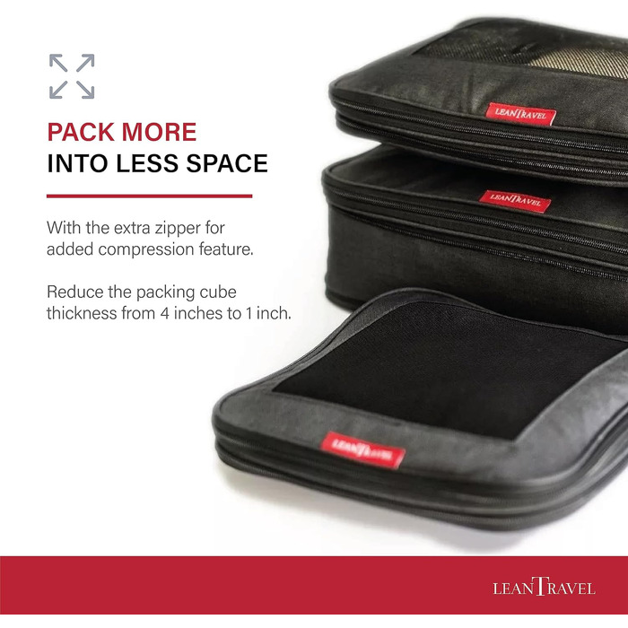 Органайзери для багажу LeanTravel (3 шт.) - комплект, чорний