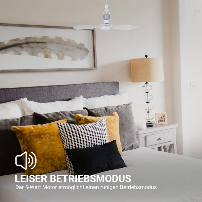 Стелянка вентилятор Bestlivings білий з кабелем 5м, Ø40 см, 220V, 5W