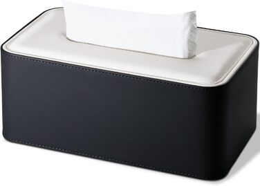 Стильна коробочка для серветок KINGFOM з PU шкіри - для офісу, авто, дому (чорний)