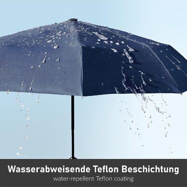 STYNGARD Тристонний парасолька, стійкий до вітру до 140 км/год, з автоматичним відкриванням, тефлонове покриття, довга ручка, модель TRONDHEIM, блакитний