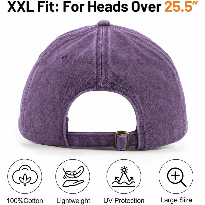 Кепка бейсболка Zylioo XL/XXL вінтажна темно-фіолетова (Dark Purple) з бавовни, washed cotton
