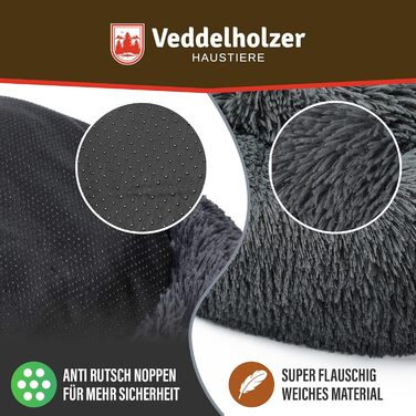 Ø 60 cm (S) Dog bed, cat bed, dog cushion, dog beds in multiple sizes, dog bed for large, medium, and small dogs, washable in light grey and dark grey for all dogs & cats (Ø 70 cm (M), Dark Grey)