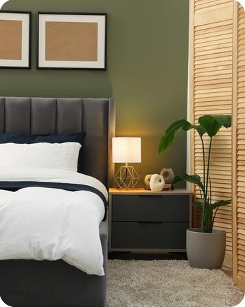 EDISHINE Настільна лампа, сучасний індустріальний дизайн, цоколь E14, вінтажний стиль, для спальні/вітальні, білий/золотий лін, золото