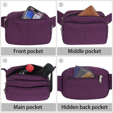 Поясна сумка на пояс для чоловіків та жінок, спортивна, для подорожей, прогулянок з собакою, на відкритий простір (фіолетовий)
