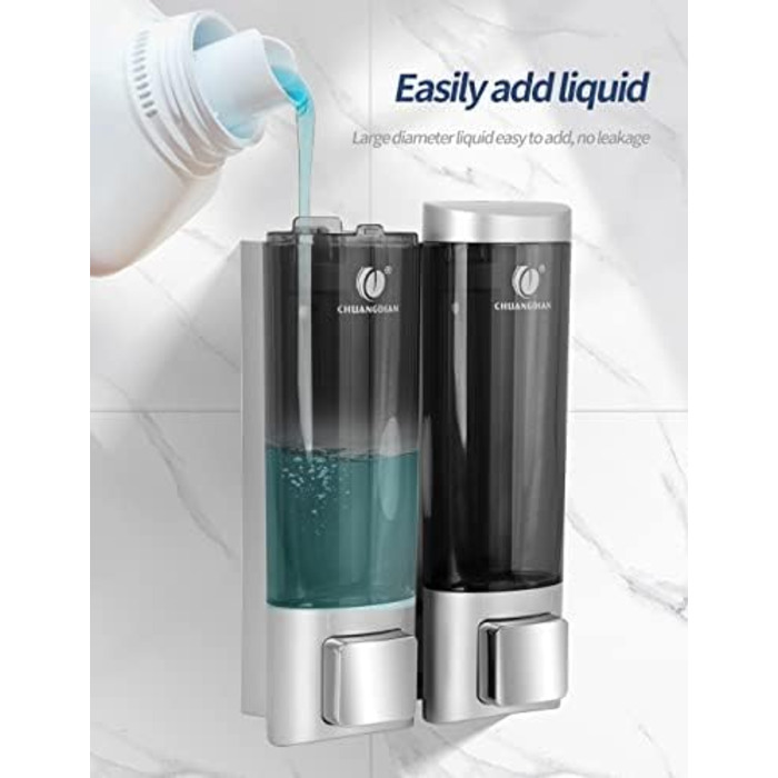 Ручний дозатор мила CHUANGDIAN, настінний, 200 мл, білий (подвійний сріблястий)