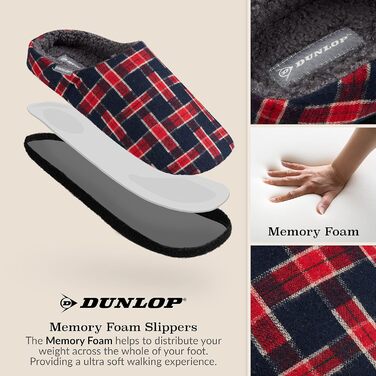 Тапочки чоловічі Dunlop з підкладкою, антиковзкі, з Memory Foam, 44 EU, темно-синій, бордовий