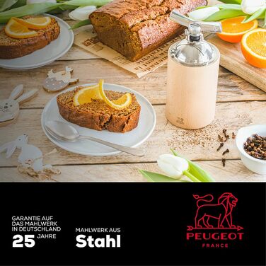 Механічний дерев'яний млин для перцю Peugeot Isen, класичне регулювання помолу, 16 см, натуральний, сталь