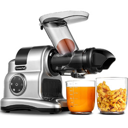 AMZCHEF Juicer with 80mm Large Feed Chute - 150W Juicer Slow Juicer with 2 Speed Modes and Reverse Function - Juicer for Whole Vegetables and Fruits Test Winner - Silver Juicer Silver