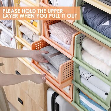 4 Pack Stackable Folding Closet Storage Box Organizer (Easy Open and Fold), Plastic Closet Shelves Storage Box Organizer, Bedroom, Kitchen (Multicolor)