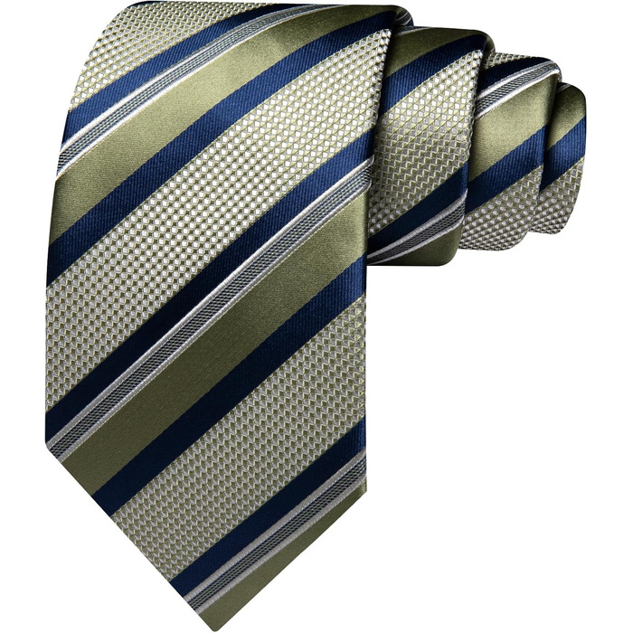 Комплект краваток Barry.Wang для чоловіків: шовкові краватки, кишеньковий хустинка, запонки, краватка в клітинку - святковий варіант для весілля (синьо-зелена смугаста краватка)