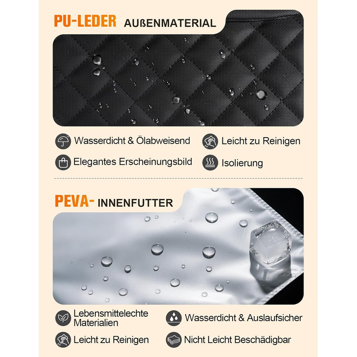 Чохол-холодильник 20 л, чорний: ізольована сумка-ланчбокс з PEVA-підкладкою, водонепроникна, з кількома відділеннями та плечовим ременем – для роботи, школи, авто, пікніка