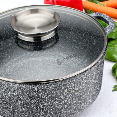 Набір каструль та сковорідок EliteHoff Induktion, 17 предметів, з антипригарним покриттям, для всіх типів плит, нержавіюча сталь, сірий, E-7031