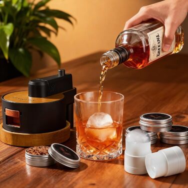 Набір для копчення віскі: 6 видів тирси, 2 склянки, 2 форми для льоду, без бутану (дерево)