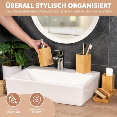 Набір для ванної кімнати Bremermann 4 шт., бамбук, аксесуари для ванної кімнати з полицею