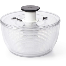 Салатниця-швидкокрутка OXO Good Grips з ситом та кришкою – для миття та сушіння салату, прозора, велика