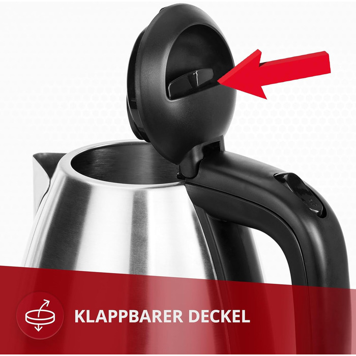 Електричний чайник MPM MCZ-85/G1, 1.7 л, без BPA, бездротовий, 360° обертання, антинакипний фільтр, автовимкнення, чорний, 2200W, нержавіюча сталь